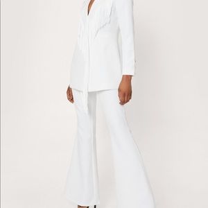 NASTY GAL 2 piece fringe, wide leg suit set